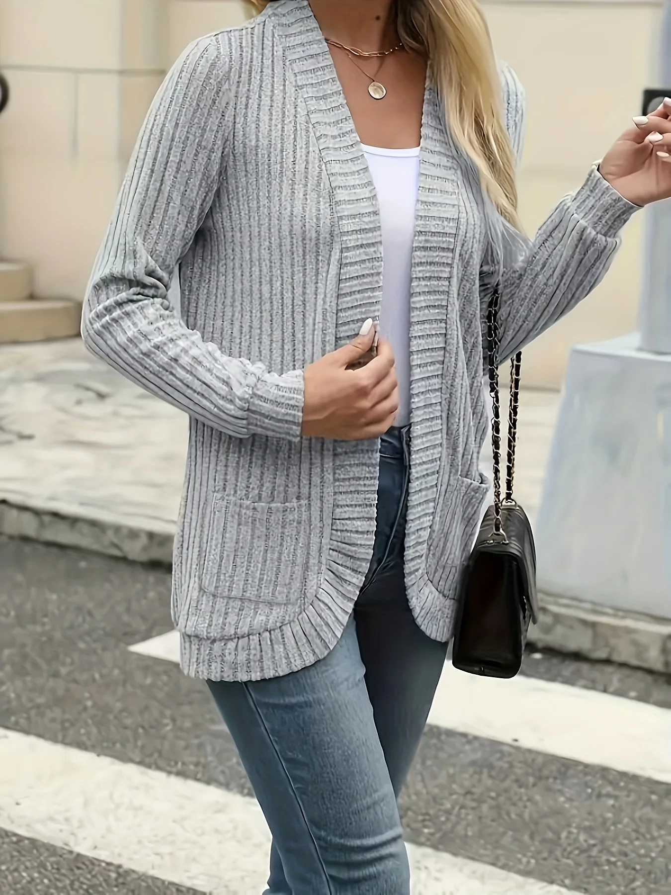 Open-Front Knit Cardigan - Image 4