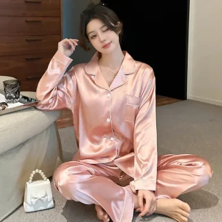 2-Piece Lapel Cardigan Pajama Set