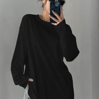 Long-Sleeve Loose O-Neck Tee