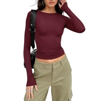 Long-Sleeve Crew Neck Basic Tee