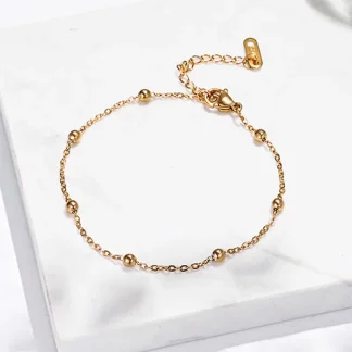 Gold Beaded Chain Anklet